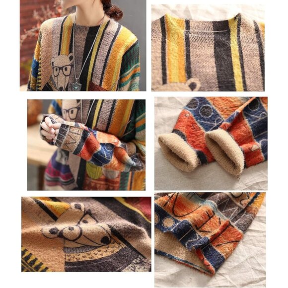 Women Christmas Sweater Graphic Print Oversized Pullover Picture31 Loose Top - Picture 5 of 5